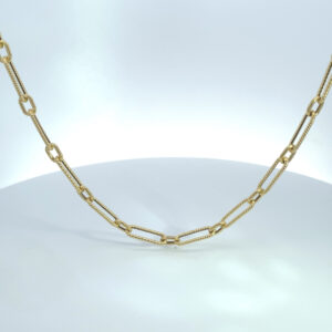 14K YELLOW GOLD PAPER CLIP NECKLACE 20 INCHES