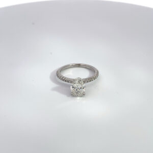 RODSTOCK 14K WHITE GOLD OVAL CENTER STONE 1.50 CARAT NATURAL COLOR H CLARITY H COLOR SI2 1.80 CARAT TOTAL WEIGHT