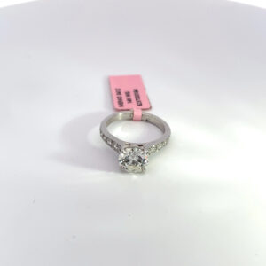 MEMO 3412 14K WHITE GOLD DIAMOND RING CENTER STONE 1.53 CARAT ROUND GIA 6237033184 COLOR H CLARITY VS1 2.00 CARAT TOTAL WEIGHT