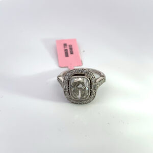 MEMO 3414 14K WHITE GOLD CUSHION CUT COLOR H CLARITY SI2
