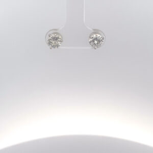 RODSTOCK 14K WHITE GOLD SCREWBACKS EARRINGS 1.36 CARAT TOTAL WEIGHT OLD EUROPEAN CUT