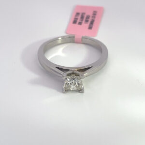 RODSTOCK 14K WHITE GOLD SOLITAIRE RING 0.79 CARAT PRINCESS CUT DIAMOND COLOR I CLARITY SI