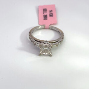 RODSTOCK 14K WHITE GOLD 1.25 CARAT COLOR J CLARITY SI2 1.60 CARAT TOTAL WEIGHT NATURAL