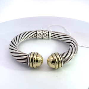 David Yurman Cable Bracelet Sterling Silver with 14K Yellow Gold