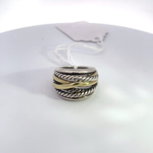 David Yurman Crossover Ring Sterling Silver with 14K Yellow Gold