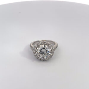 RODSTOCK 18K WHITE GOLD HALO RING 4.00 ROUND COLOR F CLARITY VS1 LAB GROWN 4.98 CARAT TOTAL WEIGHT