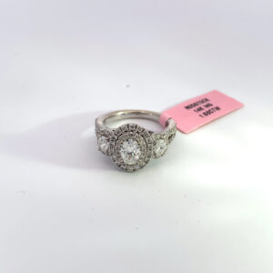 RODSTOCK 14K WHITE GOLD 1.50 CARAT TOTAL WEIGHT CENTER DIAMOND OVAL