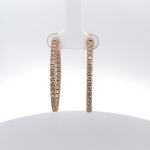 RODSTOCK 14K ROSE GOLD INSIDE OUT DIAMOND HOOP EARRINGS 2.50 CARAT TOTAL WEIGHT COLOR G CLARITY VS2