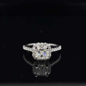 14K White Gold 1.41 CT Cushion Cut Ring