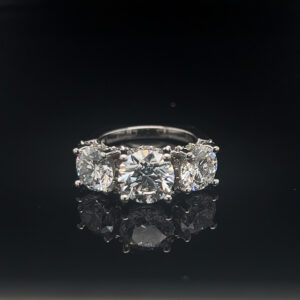 14k White Gold 3-Stone Ring 4.46 CT Total Weight