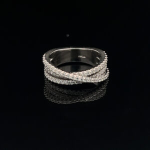Platinum Criss Cross Ring 1.00 CTW